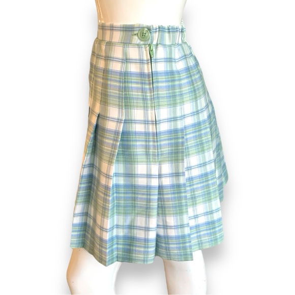 REWIND TARTAN GREEN/WHITE PLAID SKIRT. JUNIOR SIZE MEDIUM - Picture 3 of 7